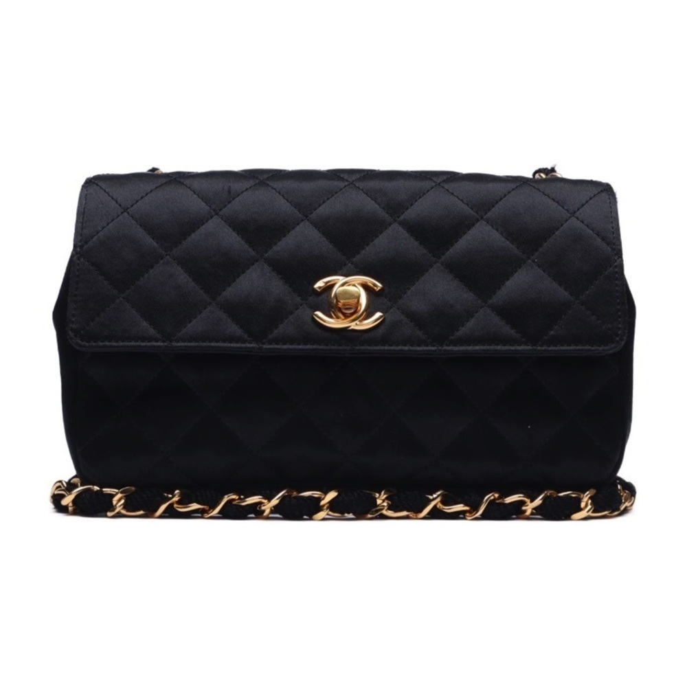 Chanel Mini Matelasse Single Flap Chain Satin Black